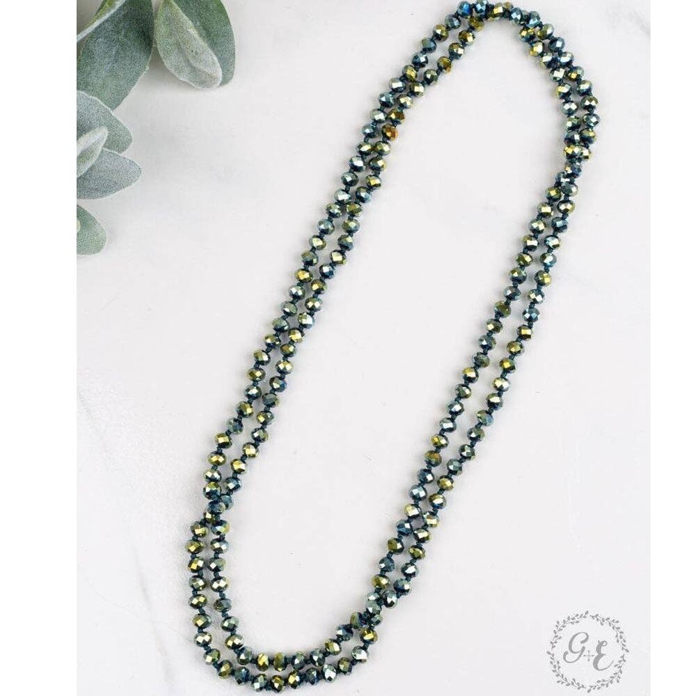 The Essential 60" Double Wrap Beaded Necklace, Metallic Mermaid 8mm